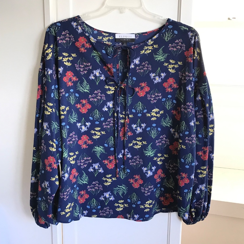 ELOQUII Floral Peasant Long Sleeve Boho Blouse Women’s Plus Size 18 -2X - Picture 2 of 16